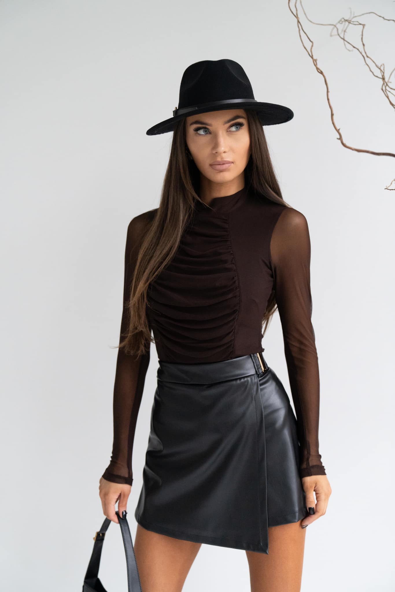 Short Mini din Piele Ecologică Negru