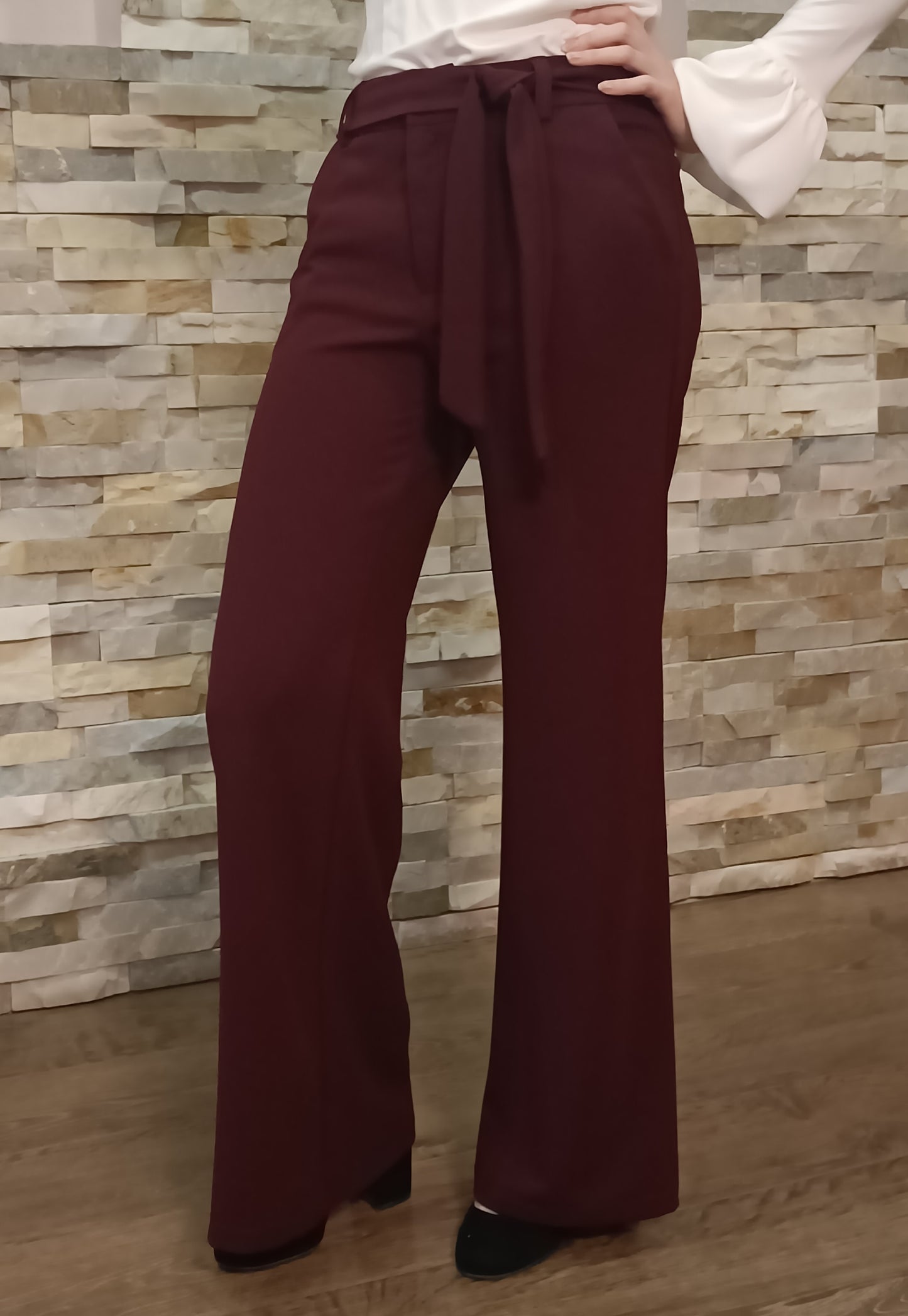 Pantaloni Office Burgundi Evazați