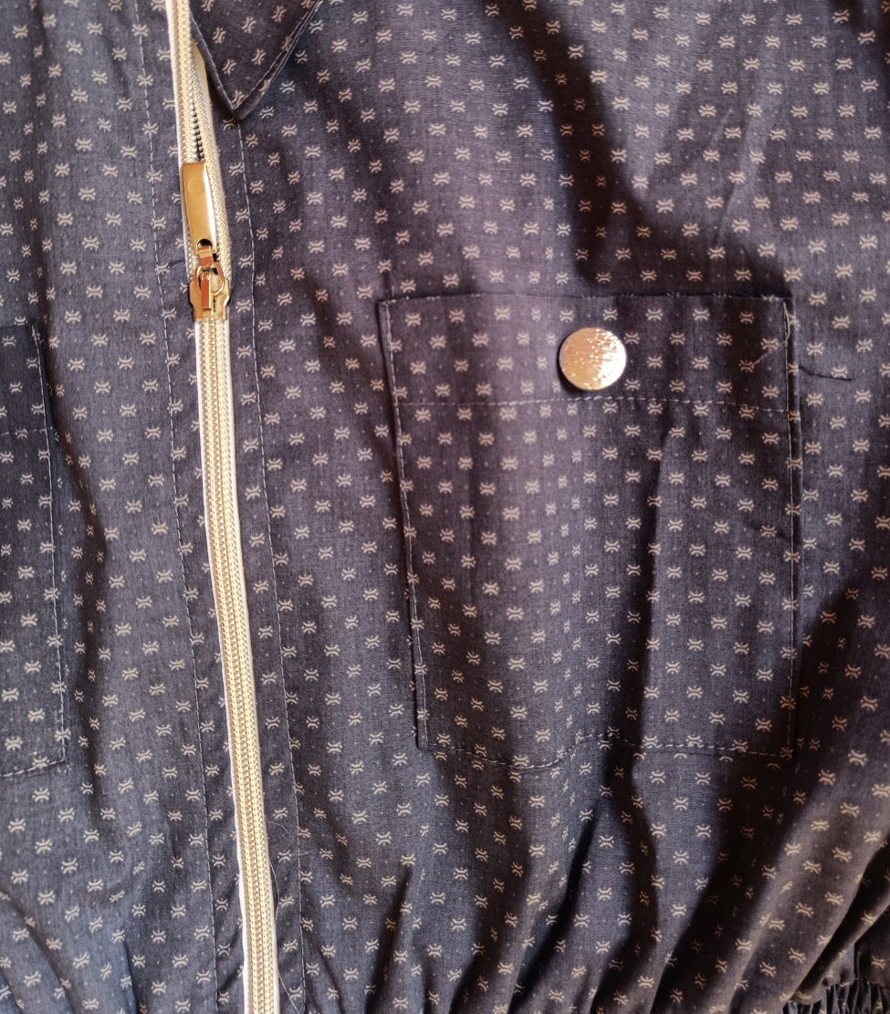 Rochie tip Cămașă cu Fermoar și Tale Elastică - Albastru&Denim