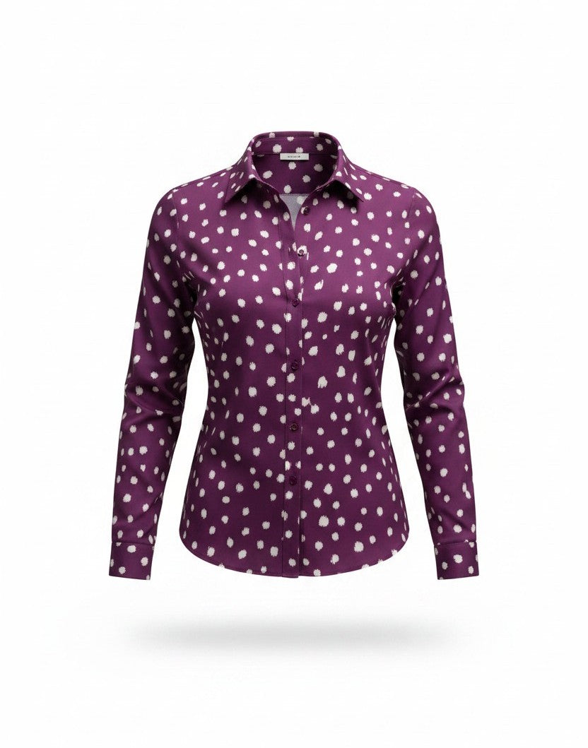 Cămașă elegantă de damă bordo cu alb – imagine de produs, pe fundal alb