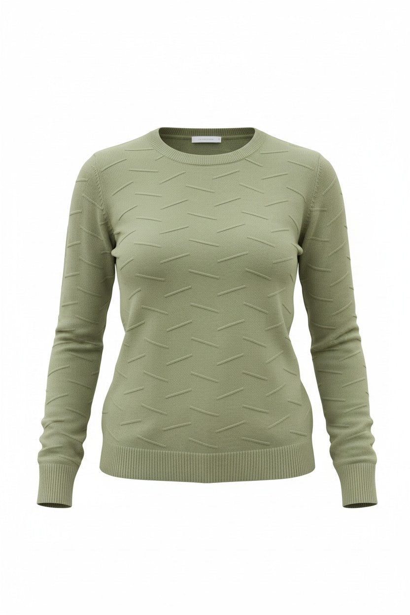 Pulover tricotat cu model în relief – verde salvie