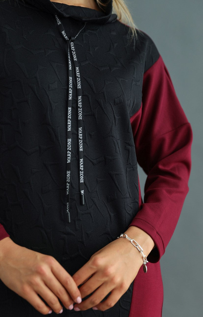 Tunică casual Warp Zone Negru-Visiniu