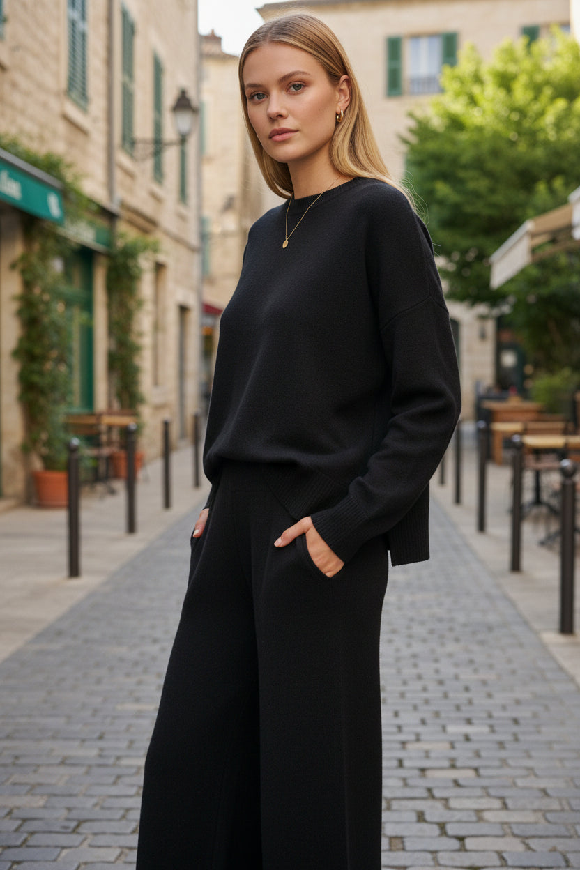 Compleu Tricotat Negru Casual