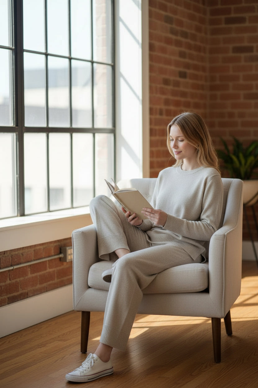 Compleu Tricotat Bej Casual