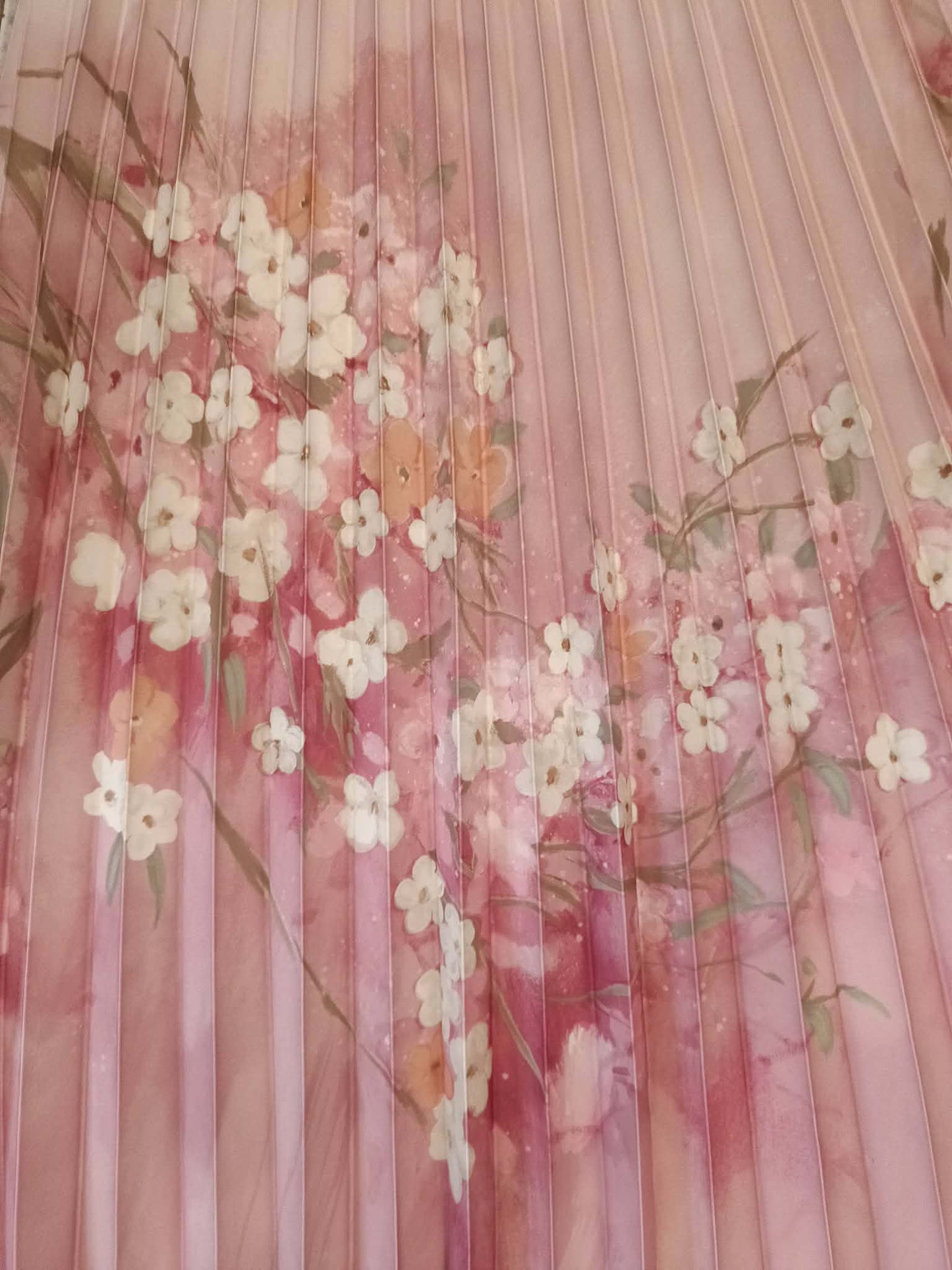 Fustă Plisată cu Imprimeu Floral - Roz Pudră