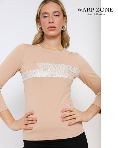 Bluză Camel Warp Zone cu Inserție de Flittere