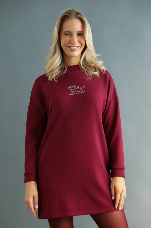 Rochie Stil Drept Warp-Zone  Bordeaux