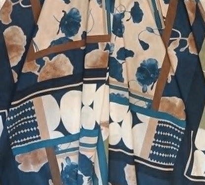 Rochie Maxi Petrecută cu Imprimeu Floral și Geometric - Bluemarin