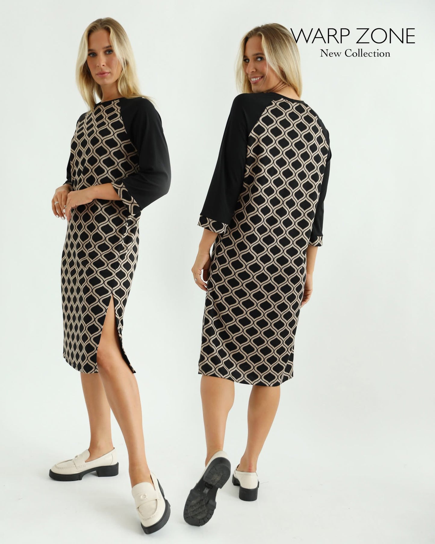 Rochie midi Warp Zone casual cu imprimeu abstract