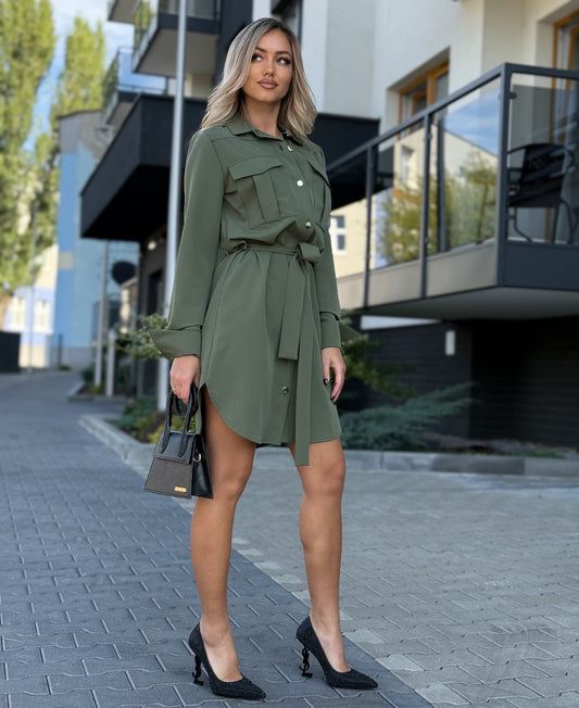 Rochie Camila Cu Curea și Buzunare