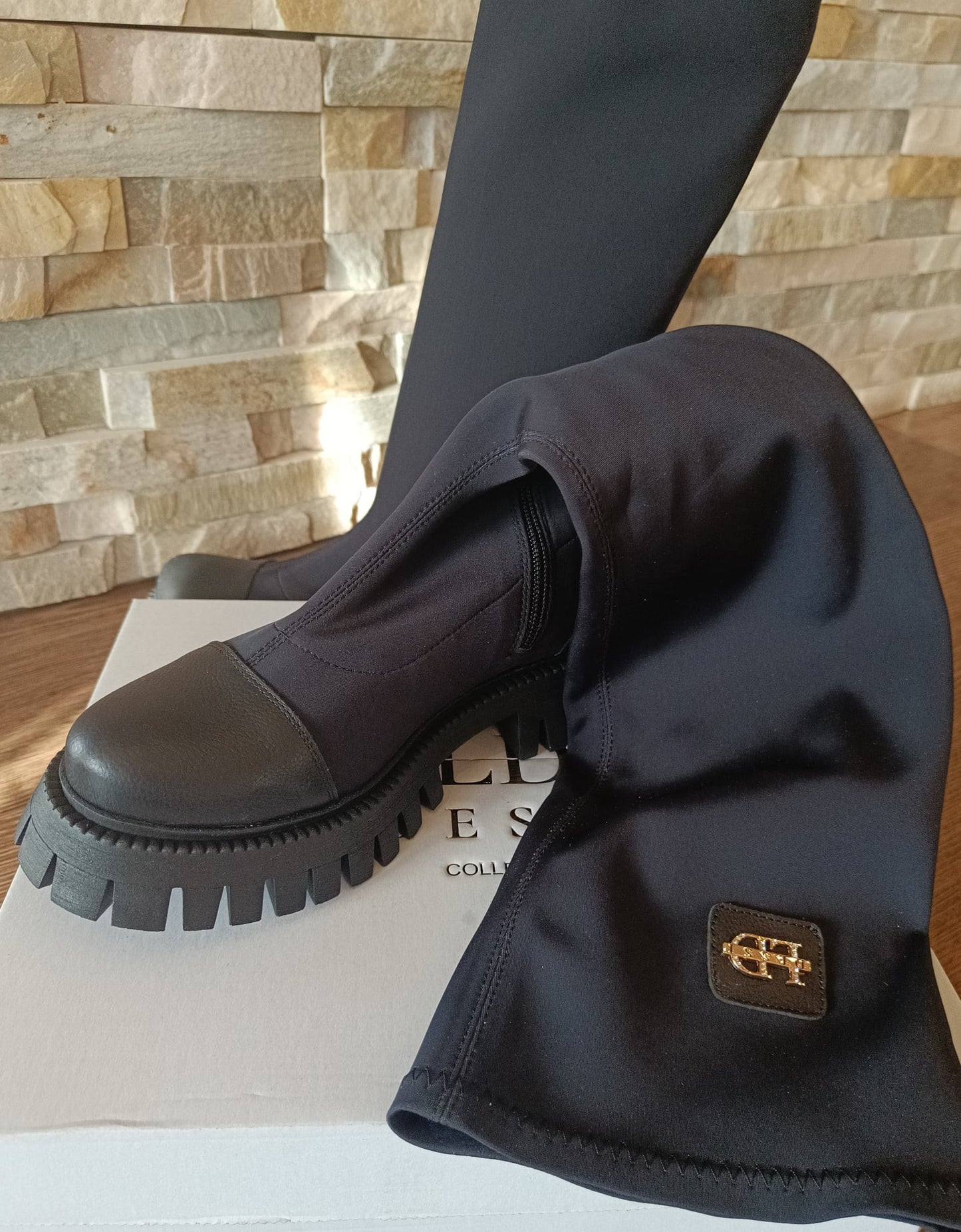 Cizme Elastice Negre cu Talpă Groasă Lux by Dessi