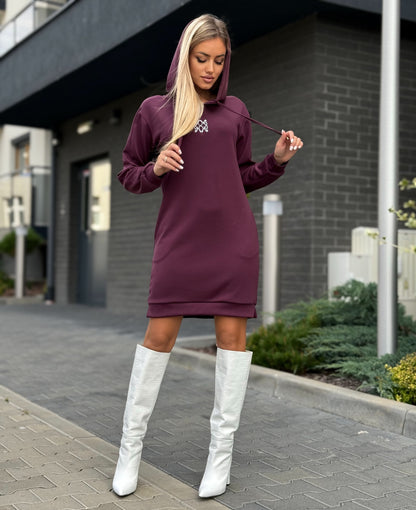 Rochie Sportivă Cu Glugă - Culoare Visiniu