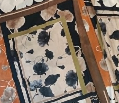 Rochie Maxi Petrecută cu Imprimeu Floral și Geometric - Neagră