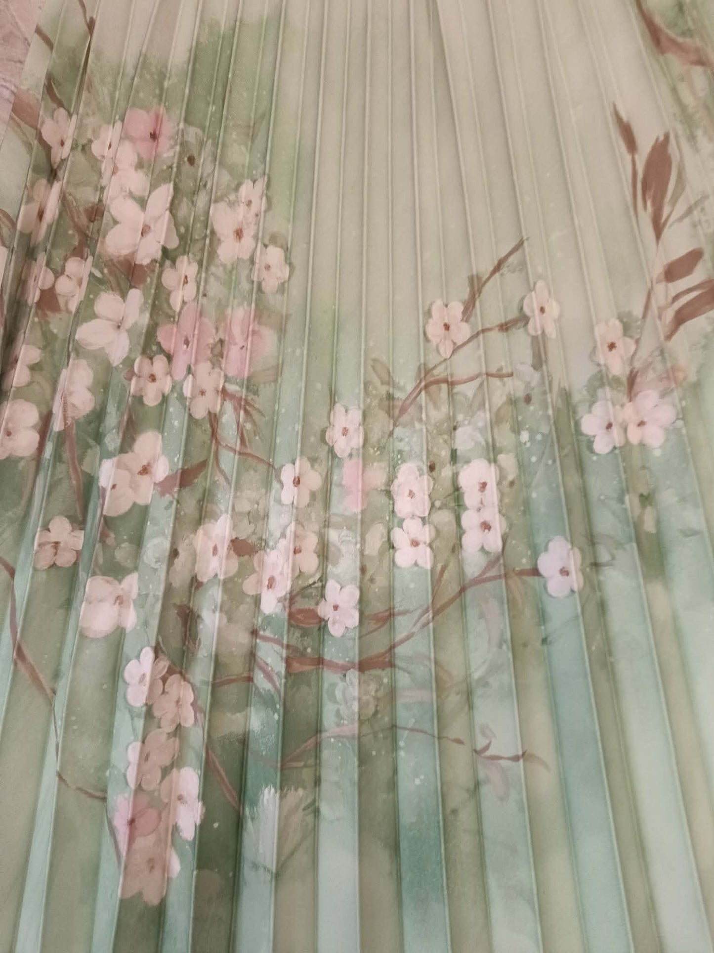 Fustă Plisată cu Imprimeu Floral - Verde