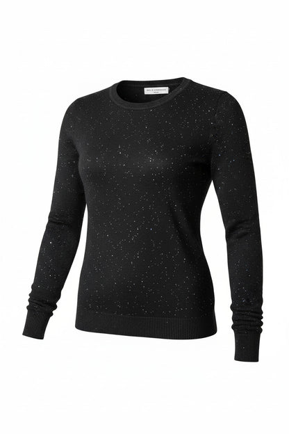 Pulover tricotat cu paiete fine – negru