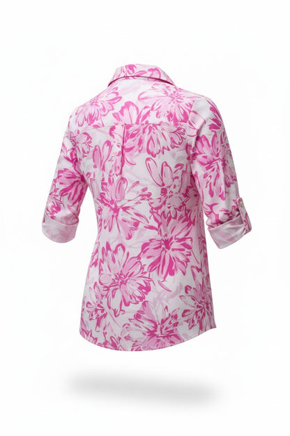 Cămașă Elegantă cu Imprimeu Floral -  Pink