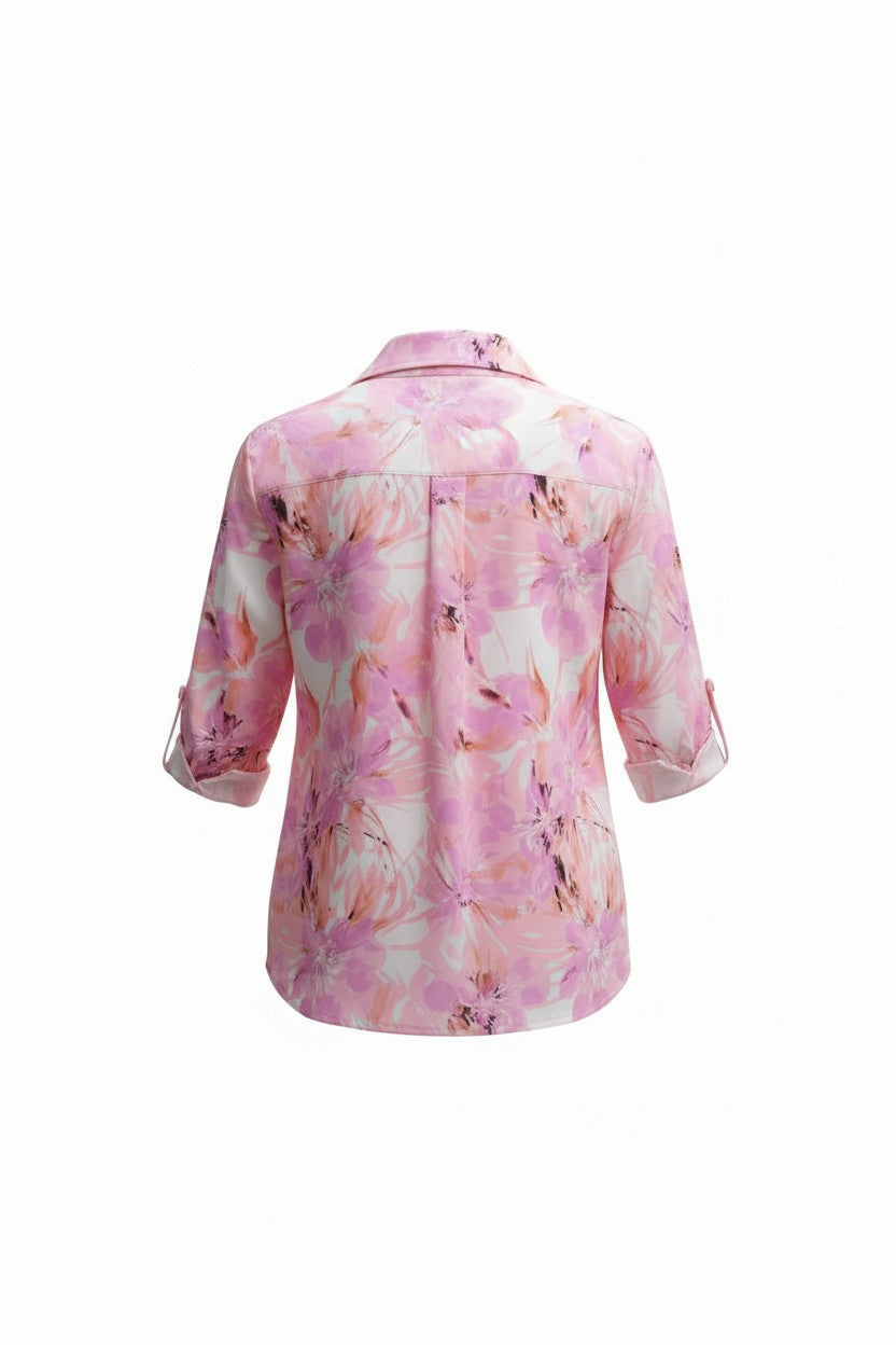 Cămașă Elegantă cu Imprimeu Floral -  Roz