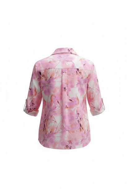 Cămașă Elegantă cu Imprimeu Floral -  Roz