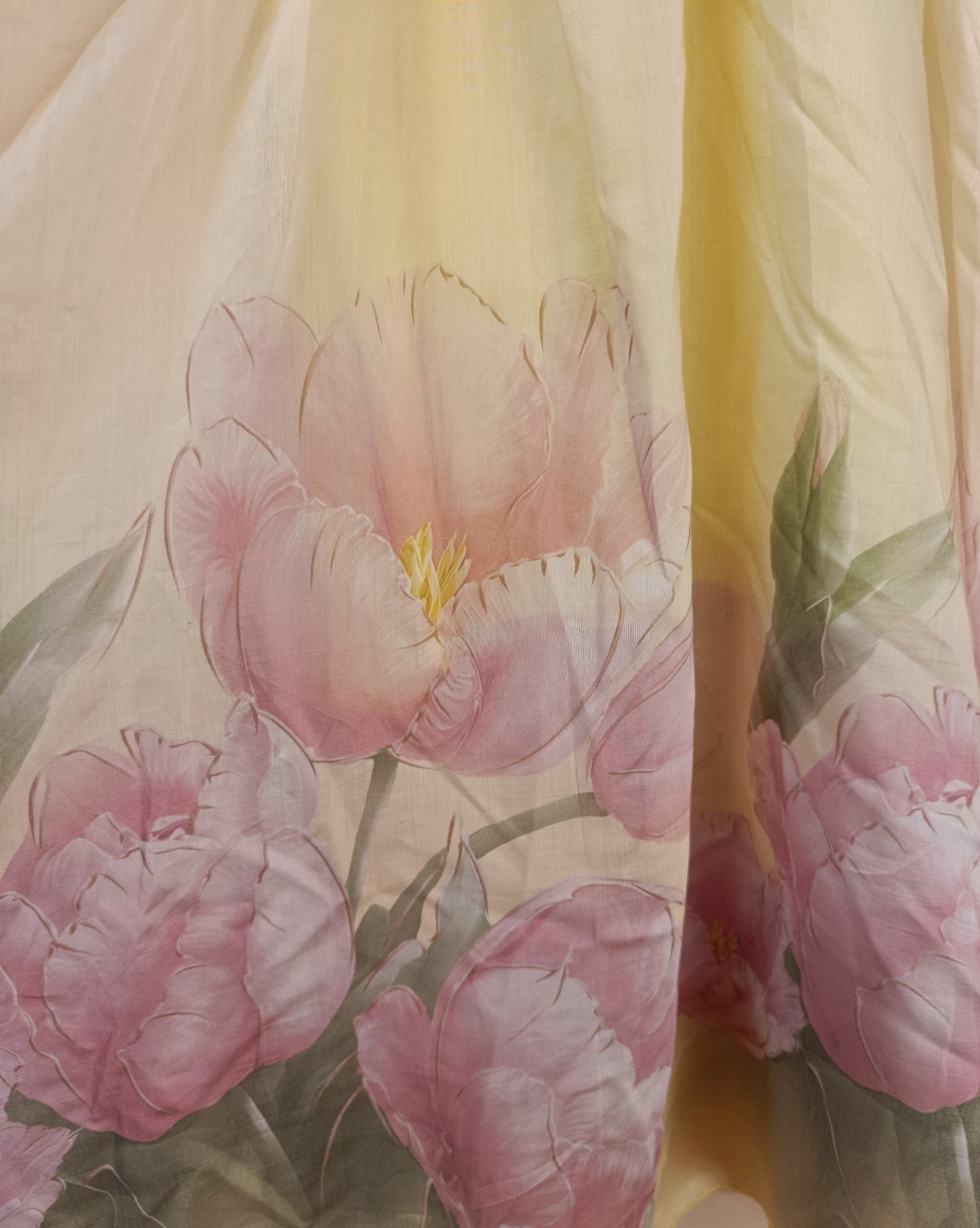 Rochie Midi cu Măneci Bufante și Imprimeu Floral - Galbenă Vanilla