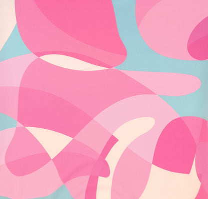 Rochie de Vară cu Imprimeu Abstract și Cordon în Talie - Pink