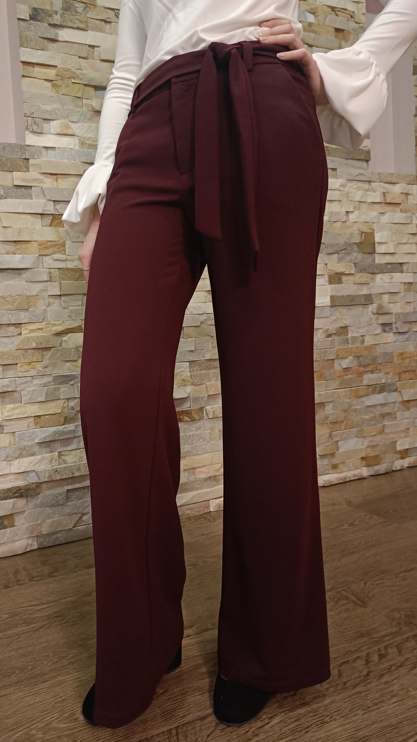 Pantaloni Office Burgundi Evazați