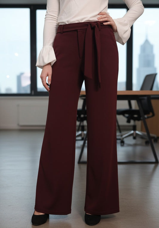 Pantaloni Office Evazați - Burgundy