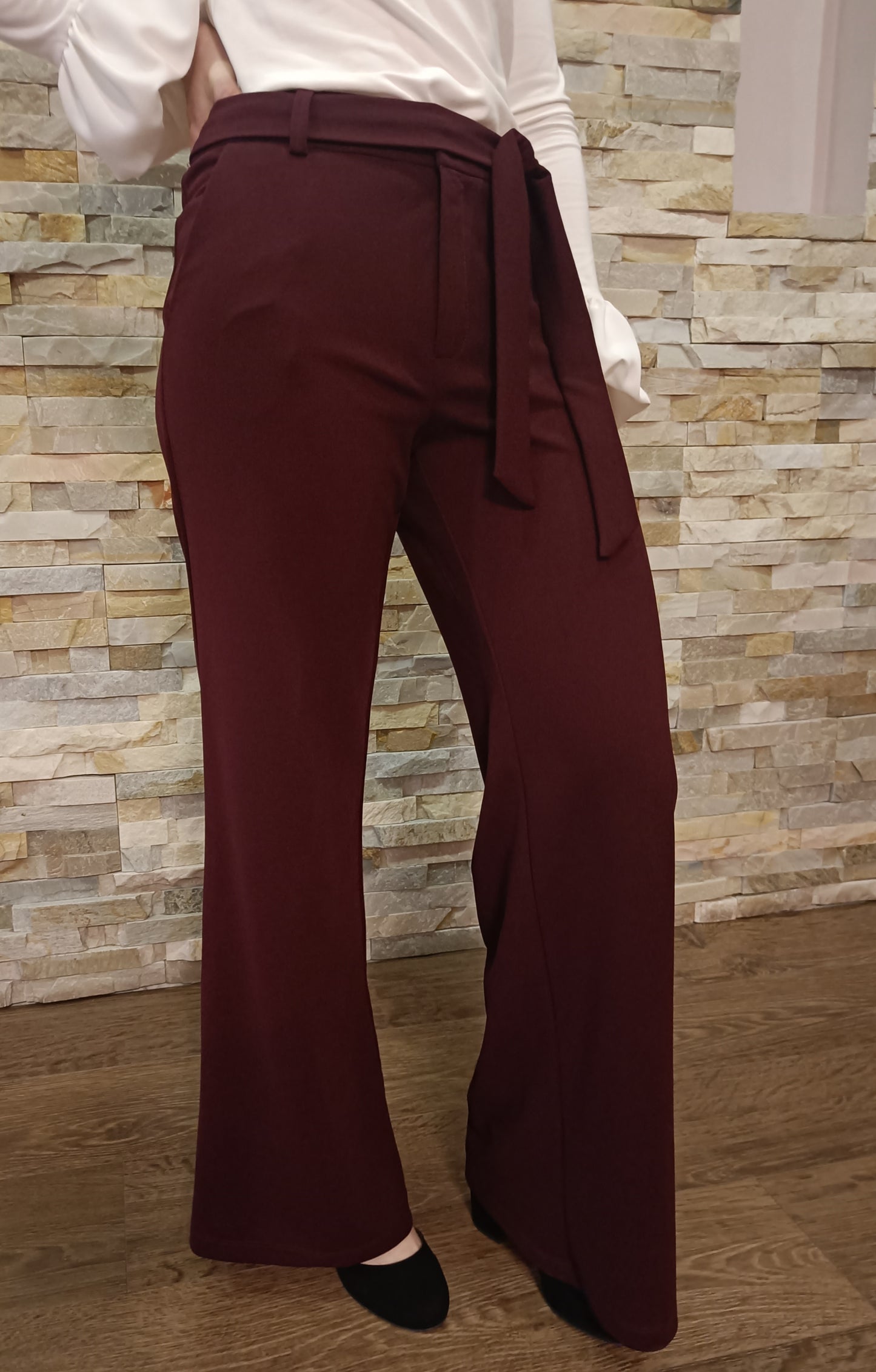 Pantaloni Office Burgundi Evazați