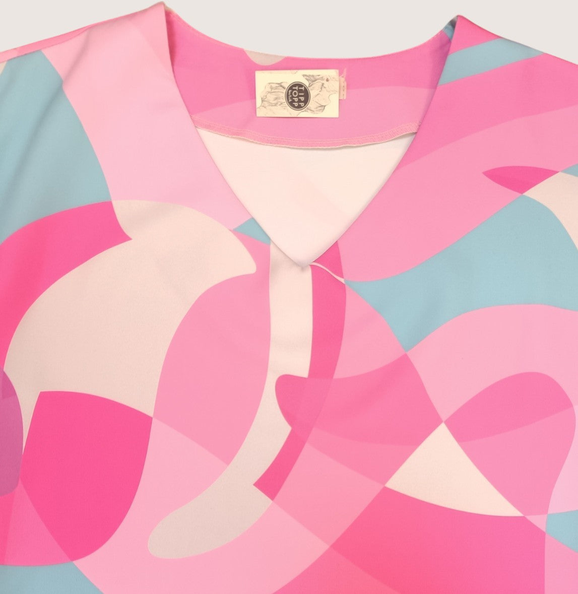 Rochie de Vară cu Imprimeu Abstract și Cordon în Talie - Pink