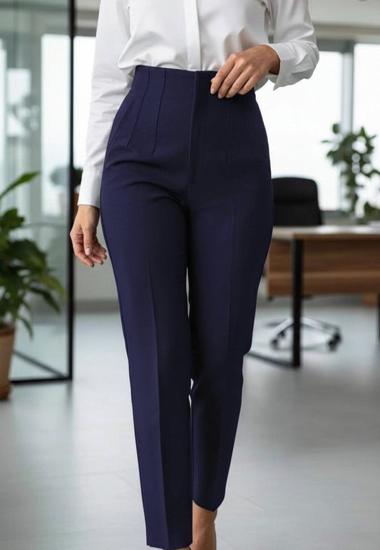 Pantaloni Office cu Talie Înaltă - Bluemarin