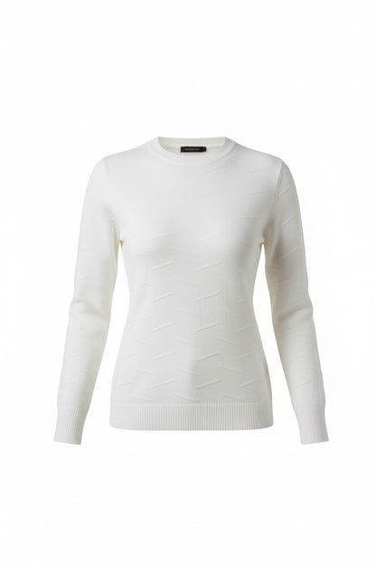 Pulover tricotat cu model în relief – alb