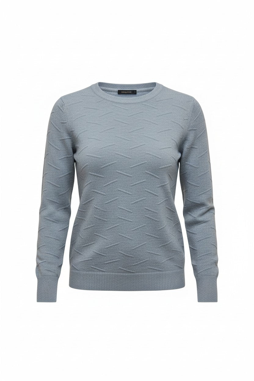 Pulover tricotat cu model în relief – gri