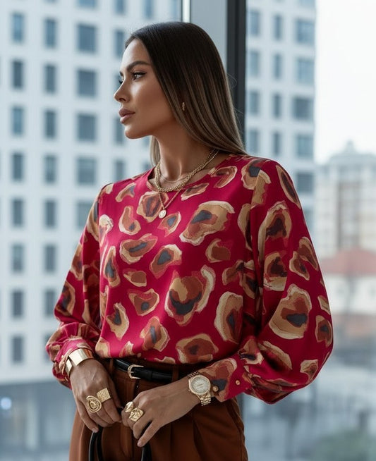 Bluză lejeră de damă fucsia – vedere din lateral