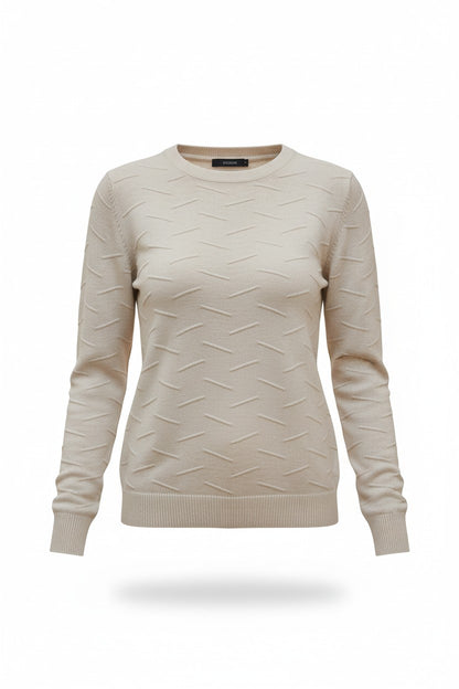 Pulover tricotat cu model în relief – bej