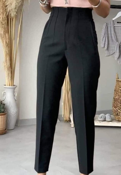 Pantaloni Office Negri cu Talie Înaltă