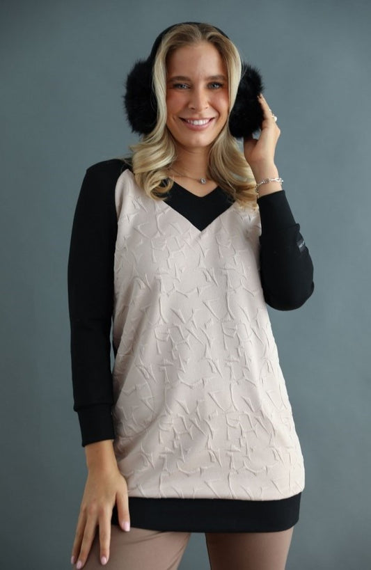 Rochie  Sport Casual  Warp Zone Bej-Negru