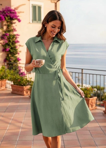Rochie Midi Petrecută cu Guler Lapel - Kaky
