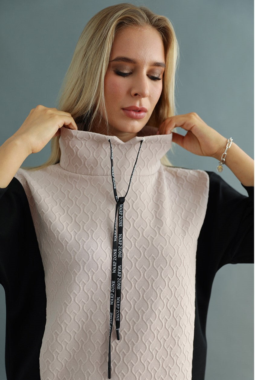 Tunică casual   Warp Zone Bej-Negru