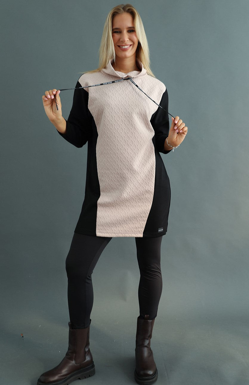 Tunică casual   Warp Zone Bej-Negru