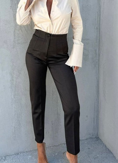 Pantaloni Office Negri cu Talie Înaltă