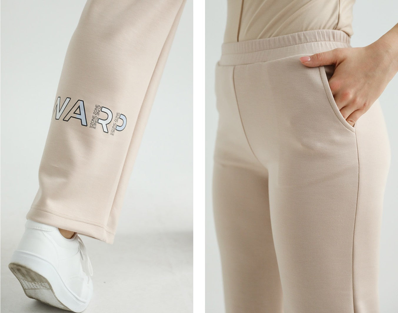 Set Trening Bej din Bumbac Warp Zone