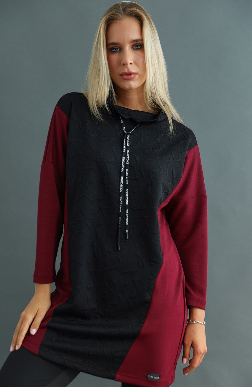 Tunică casual   Warp Zone Negru-Visiniu