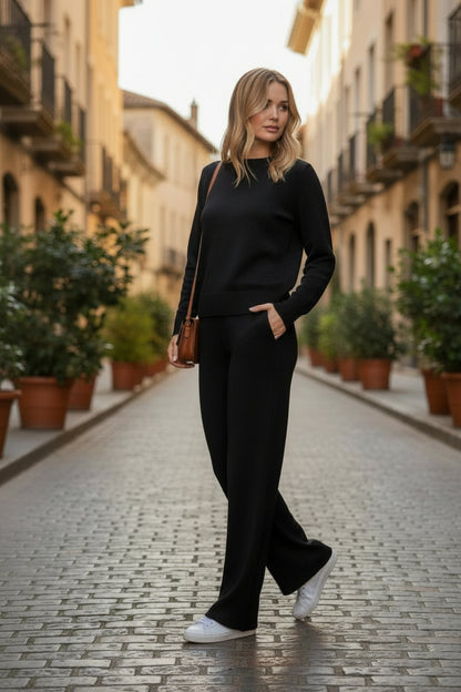 Compleu Tricotat Negru Casual